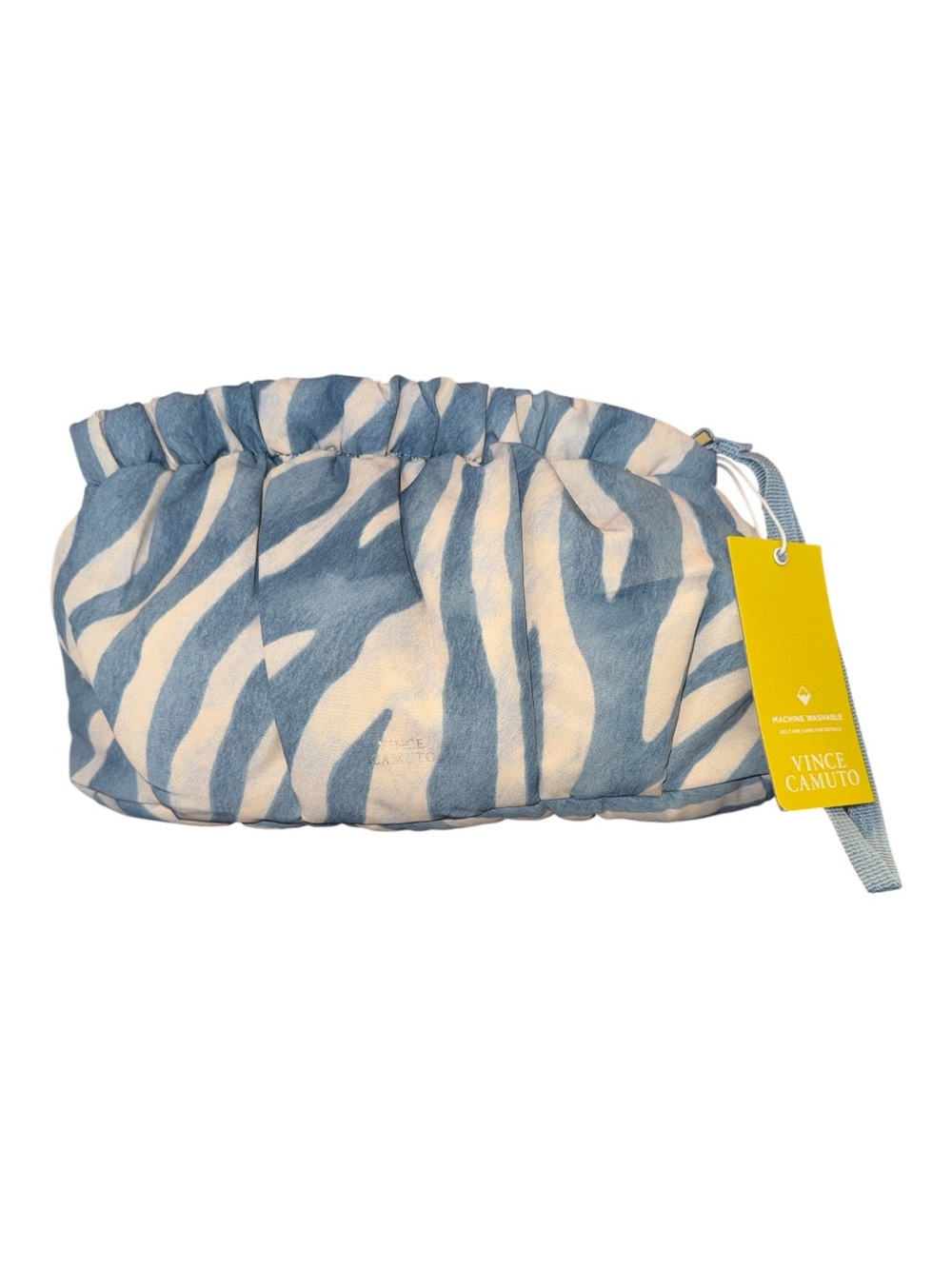 Vince Camuto Blue & Cream Zebra Print Drawstring Pouch
